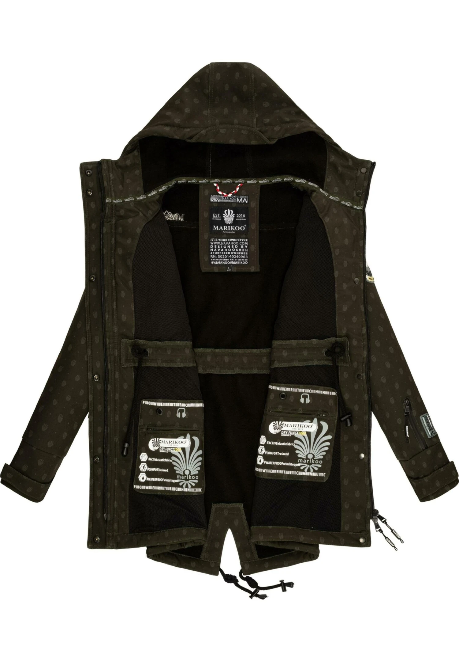 Zimtzicke - Parka - Dark Olive W Print